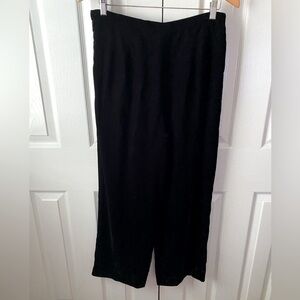 Talbots Petites Black Velvet High Rise Wide Leg Trousers SZ 12P